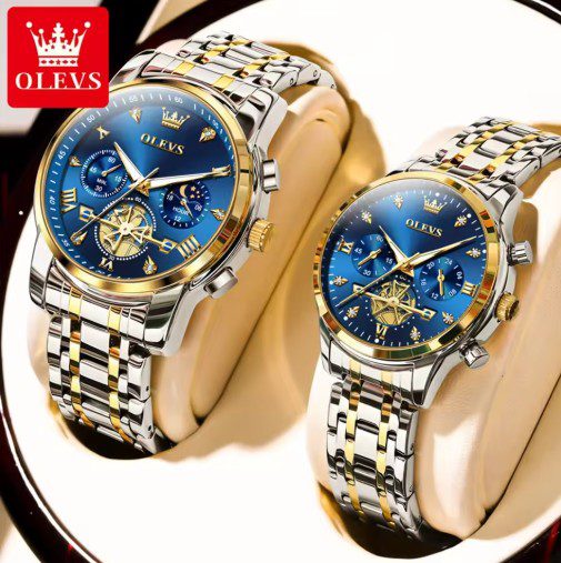 OLEVS Luxury Couple Watches 2025 – Flywheel Design, Waterproof & Stylish Chronograph for Men & Women - Image 5