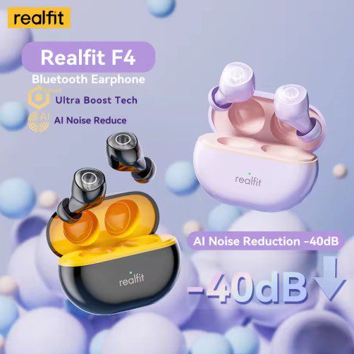 Realfit F4 Mini ANC Bluetooth Earphones โ 40dB Noise Cancellation | HIFI Bass | Wireless Earbuds for Realme & Xiaomi Realfit F4 Mini ANC Bluetooth Earphones โ 40dB Noise Cancellation | HIFI Bass | Wireless Earbuds for Realme & Xiaomi