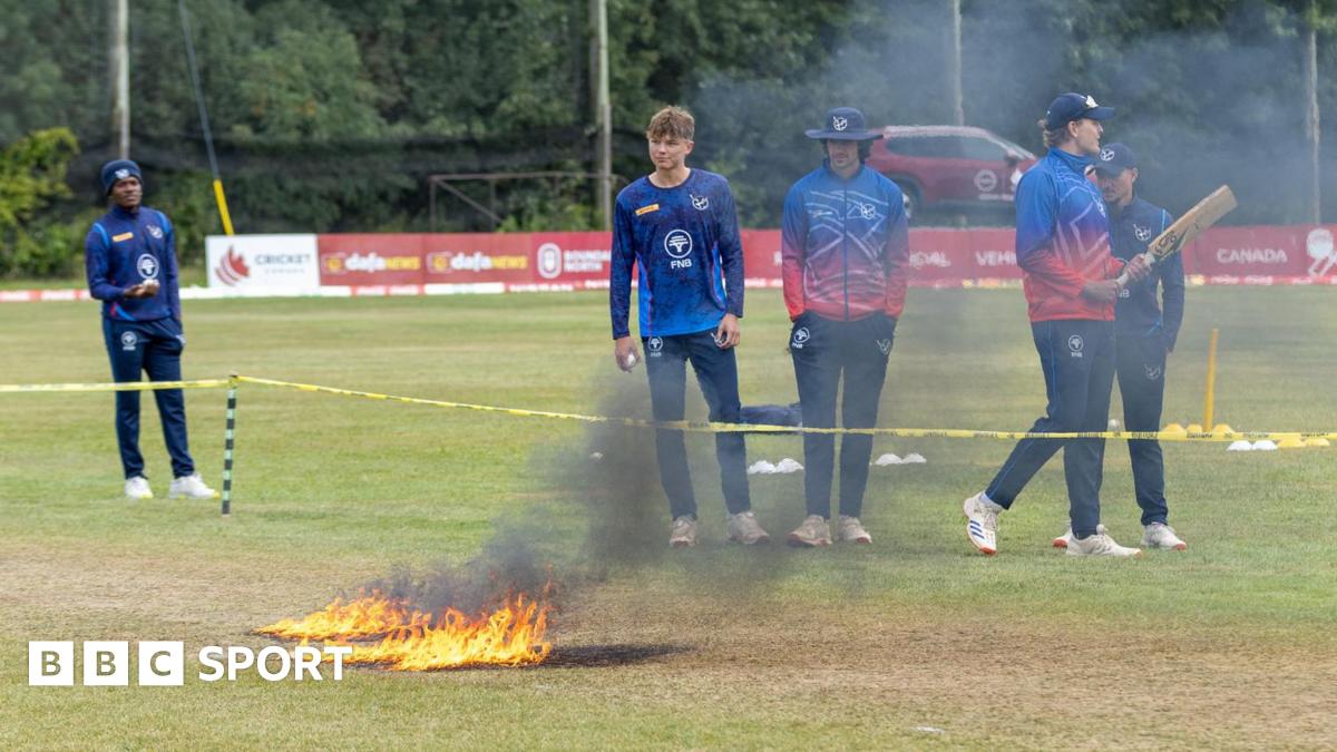 Cricket World Cup League 2: Namibia v Scotland abandoned despite fire on pitch