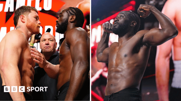 Canelo vs Crawford: Terence Crawford looks ripped as he weights same as Canelo Alvarez for Vegas super-fight