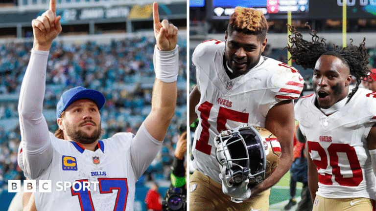 NFL play-offs: San Francisco knock out champions Philadelphia as Buffalo and New England also win
