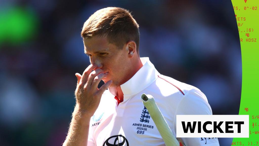 The Ashes 2025/26 fifth Test – day four: Australia’s Mitchell Starc dismisses England’s Zak Crawley lbw in first over